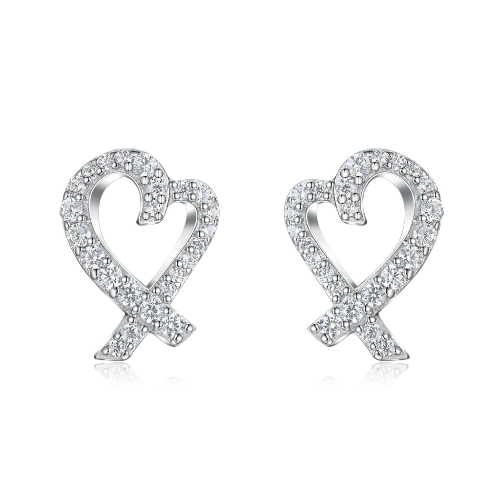 Heart Strings - Moissanite Oorknopjes in Pavé Zetting