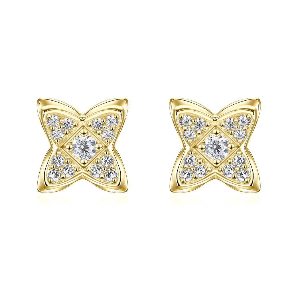 Sparkling Flowers - Moissanite Oorknopjes in Pavé Zetting