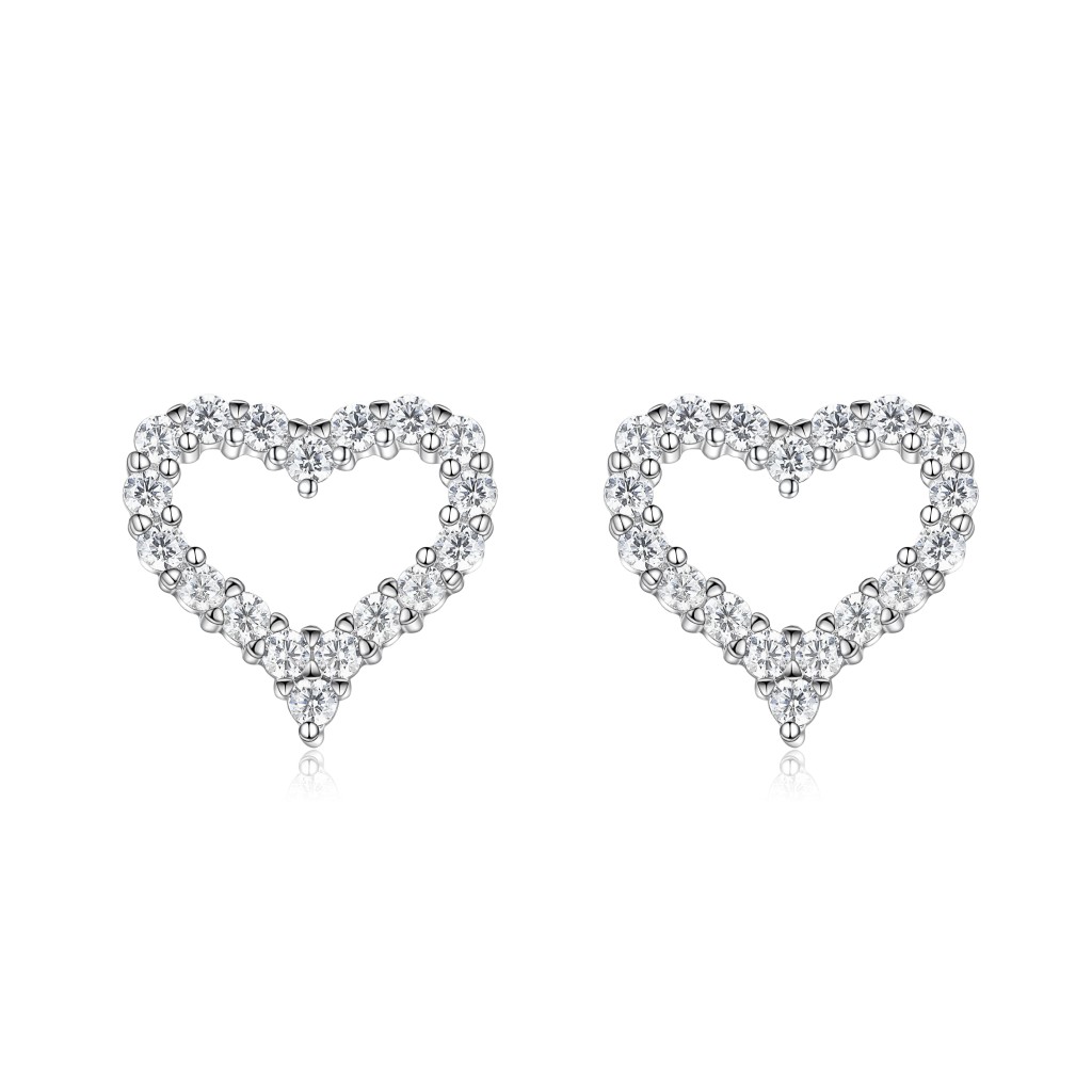 Corazon - Moissanite Oorknopjes in Hartvormige Pavé Zetting