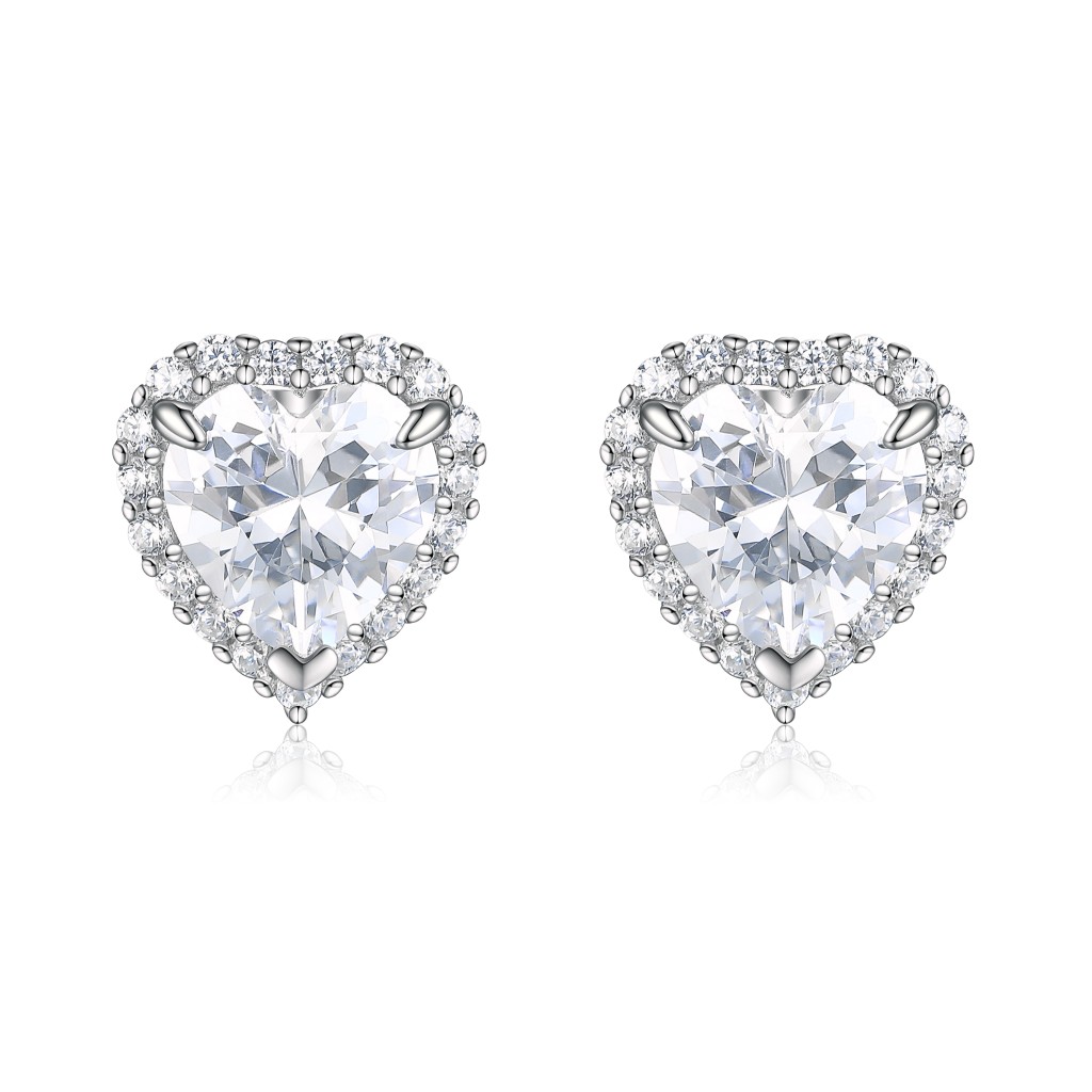 Belleza - Hart Moissanite Oorbellen in Halo Zetting