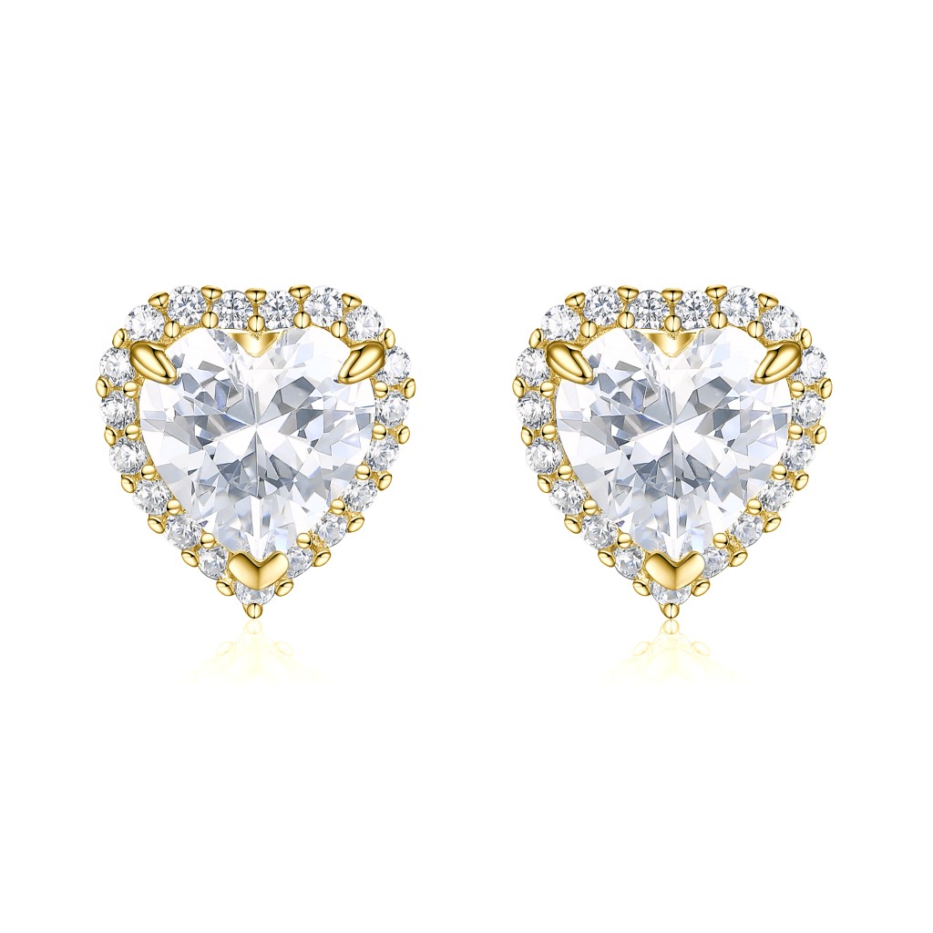Belleza - Hart Moissanite Oorbellen in Halo Zetting
