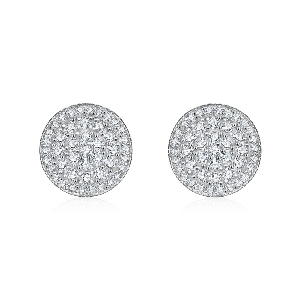 Round Clusters - Moissanite Oorknopjes in Pavé Zetting