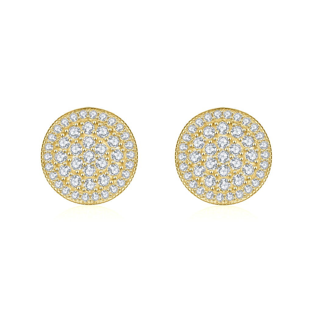 Round Clusters - Moissanite Oorknopjes in Pavé Zetting