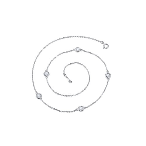 Circa - Bezelzetting Moissanite Ketting met Verstelbare Schakels