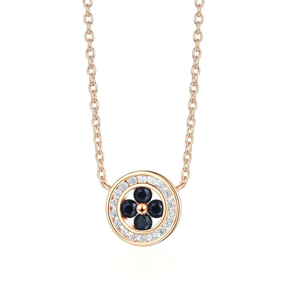 Nightfall - Zwarte Moissanite Halo Hanger met Geaccentueerde Rand