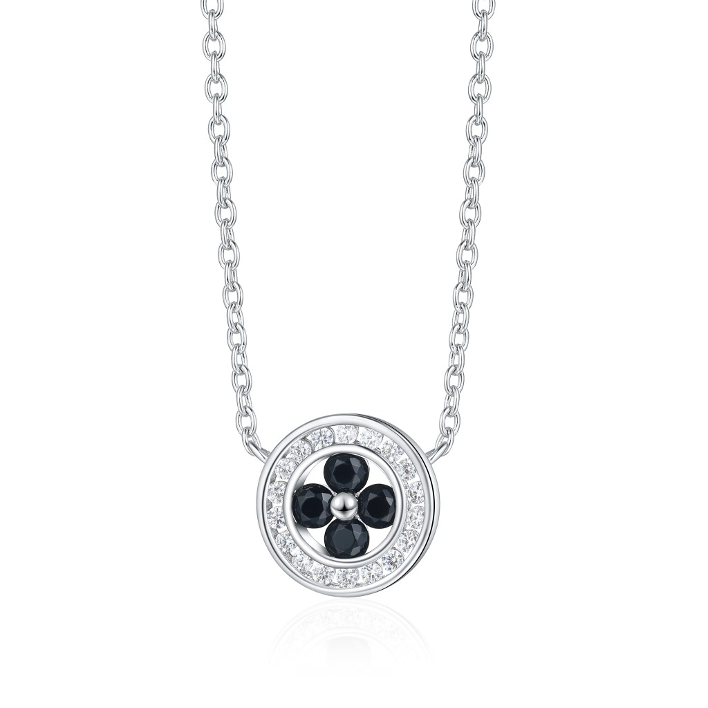 Nightfall - Zwarte Moissanite Halo Hanger met Geaccentueerde Rand