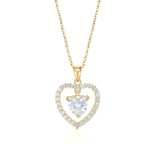 Valoria - Hartvormige Moissanite Hanger met Halo Detail