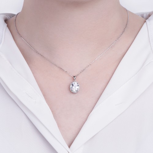 Clarique - Klassieke Ovaalvormige Moissanite Hanger met Pavé Halo