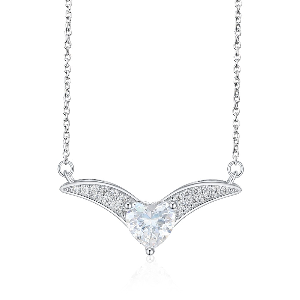 Vaneza - Elegante Moissanite V-vormige Ketting met Pave Accenten