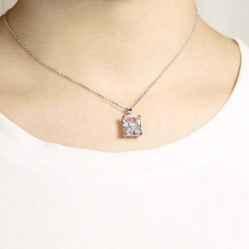 Quadra - Klassieke Radiant Geslepen Moissanite Solitaire Hanger