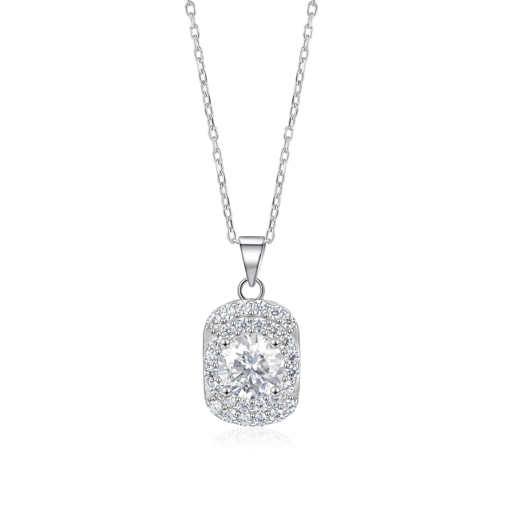 Memento - Briljante Moissanite Hanger in Pavé Halo Ontwerp