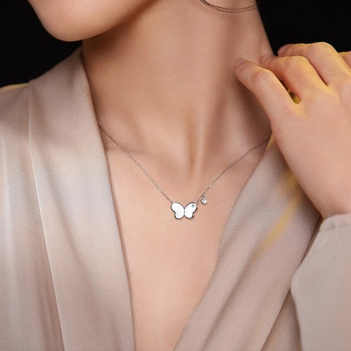 Papillia - Vlinder Bedel Ketting Met Moissanite Accenten
