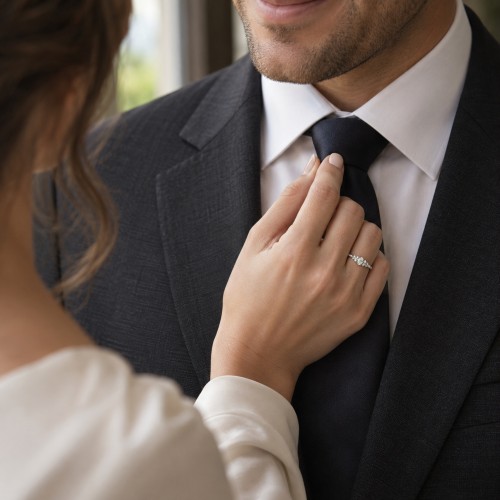 Ovaline - Ovaal Moissanite Ring met Minimalistische Zijstenen - 