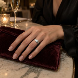 Ovaline - Ovaal Moissanite Ring met Minimalistische Zijstenen