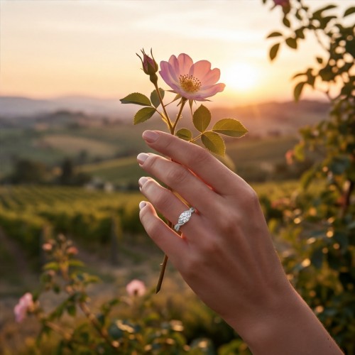 Mirari - Moissanite Verlovingsring Met Gedraaide Split-Shank En Pavé Ingezette Accenten - lifestyle