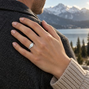 Aurora - Moissanite Ring met Minimalistische Zijstenen