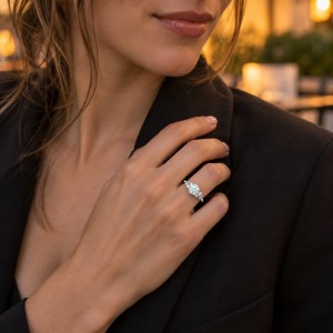 Aurora - Moissanite Ring met Minimalistische Zijstenen