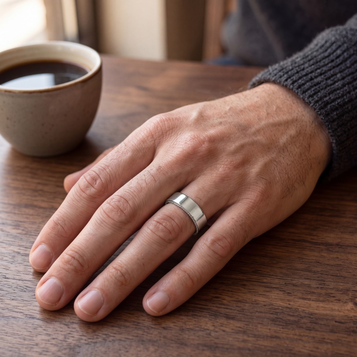 Horizon - moissanite trouwring voor heren met pavé randen