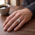 Horizon - moissanite trouwring voor heren met pavé randen