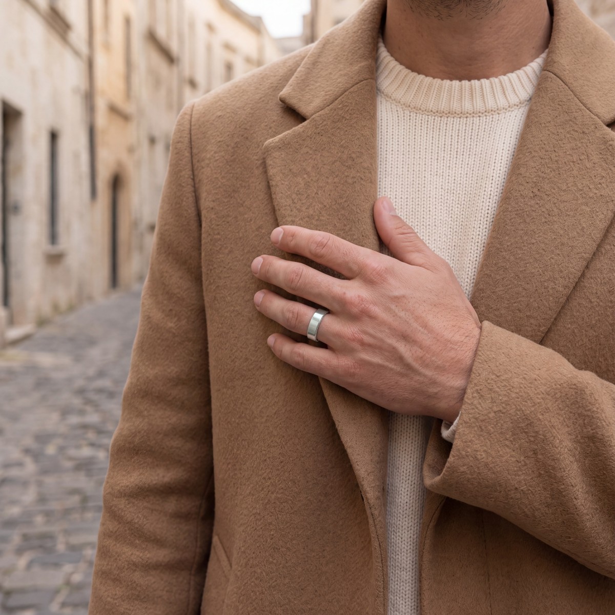 Horizon - moissanite trouwring voor heren met pavé randen
