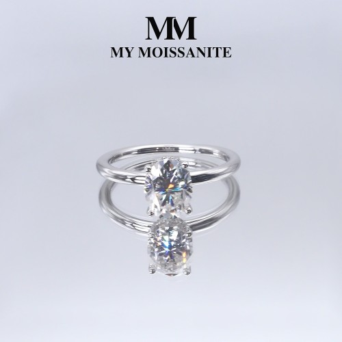 Ovalisse - Ovaal Geslepen Moissanite Ring Met Circle Hidden Halo