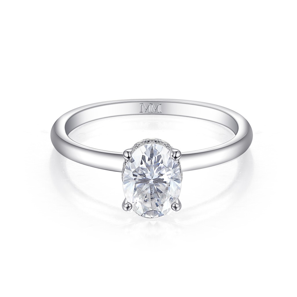 Ovalisse - Ovaal Geslepen Moissanite Ring Met Circle Hidden Halo
