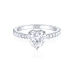 Amoretta - Hart Geslepen Moissanite Verlovingsring Met Pavé Schouders