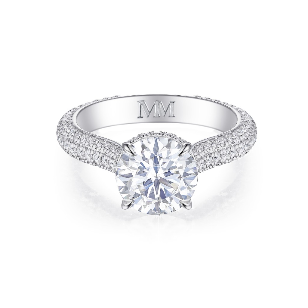 Cassiane - Moissanite Verlovingsring met Pavé-gezette Accentstenen