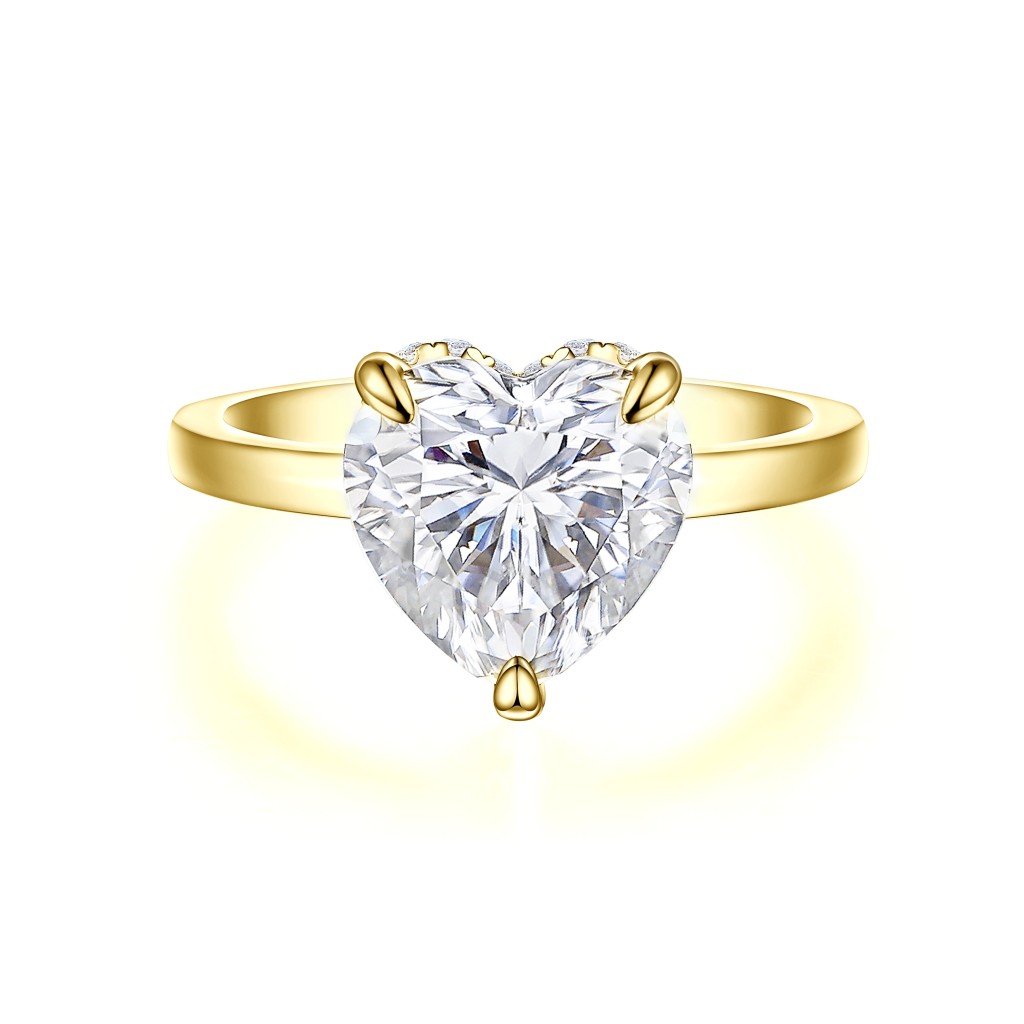 Amorelle - Hartvormige Moissanite Verlovingsring met Hidden Halo