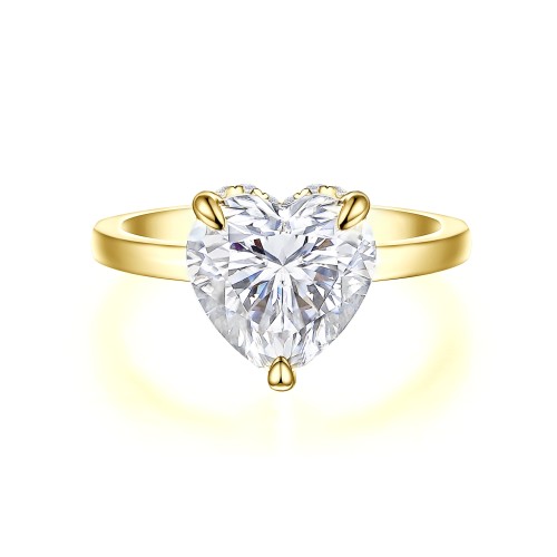 Amorelle - Hartvormige Moissanite Verlovingsring met Hidden Halo