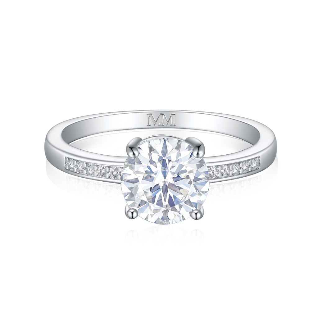 Ophelia - Moissanite Verlovingsring Met Pavé Gezette Zijstenen