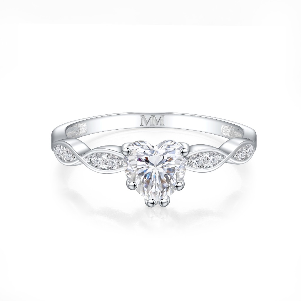 Affection - Hart Geslepen Moissanite Verlovingsring Met Gedraaide Band