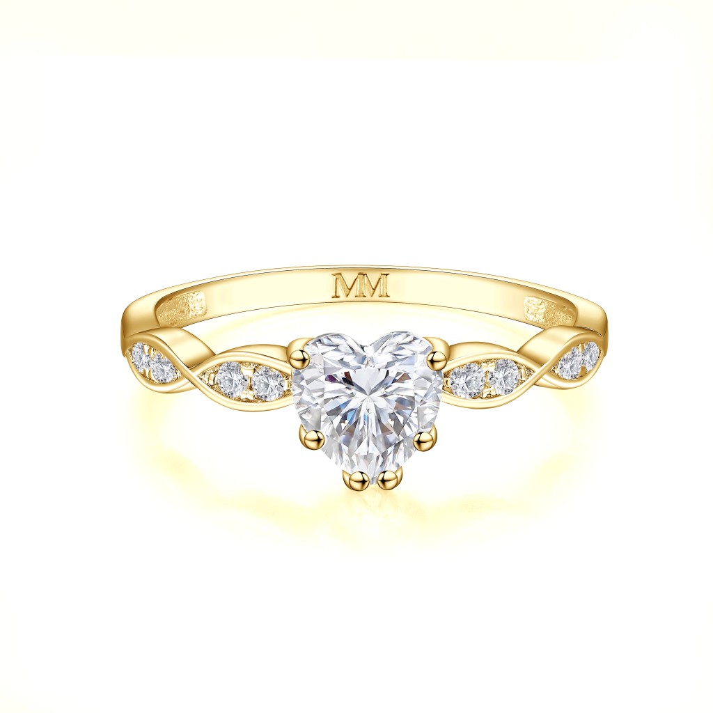 Affection - Hart Geslepen Moissanite Verlovingsring Met Gedraaide Band