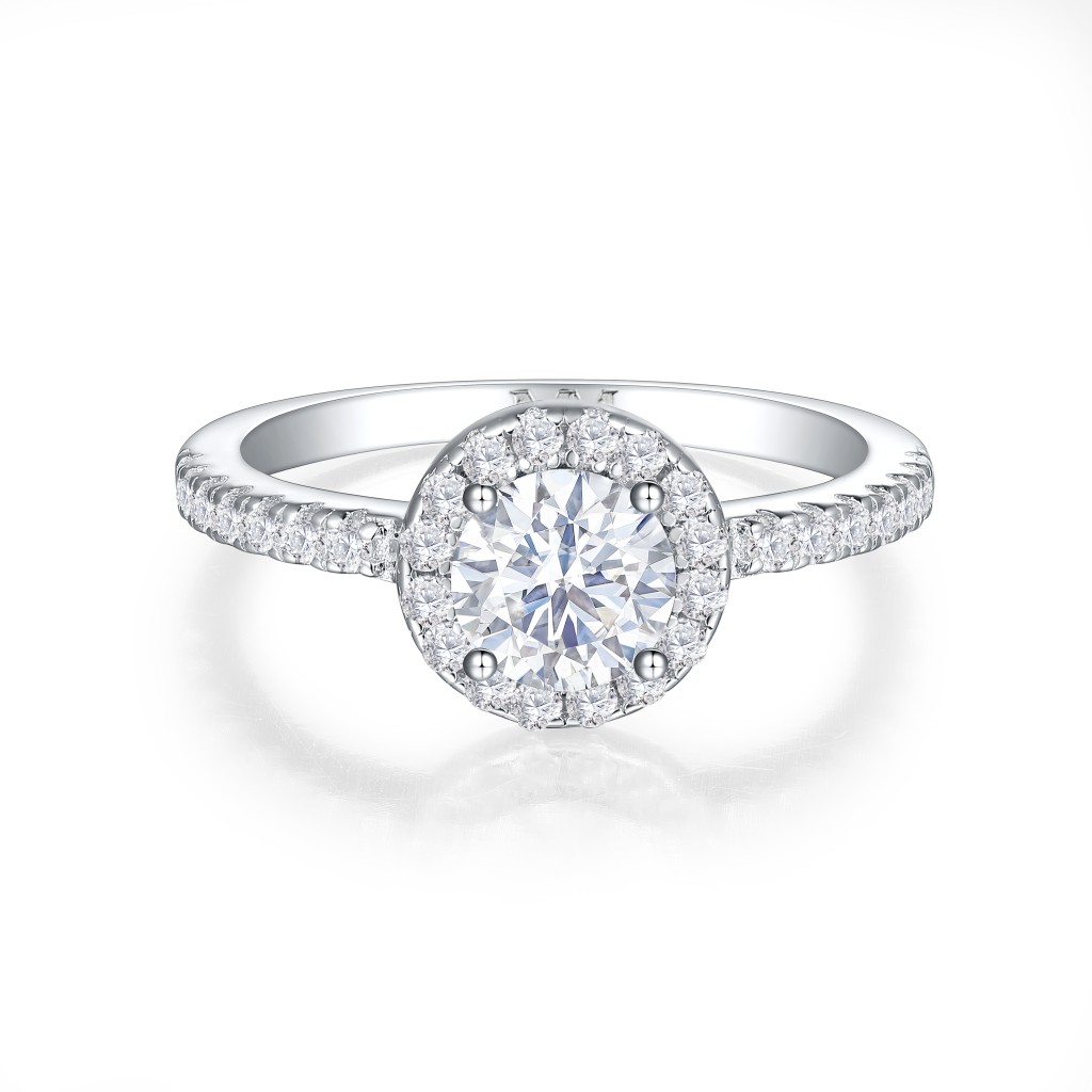 Dynara - Moissanite Verlovingsring Met Halo En Pavé Band