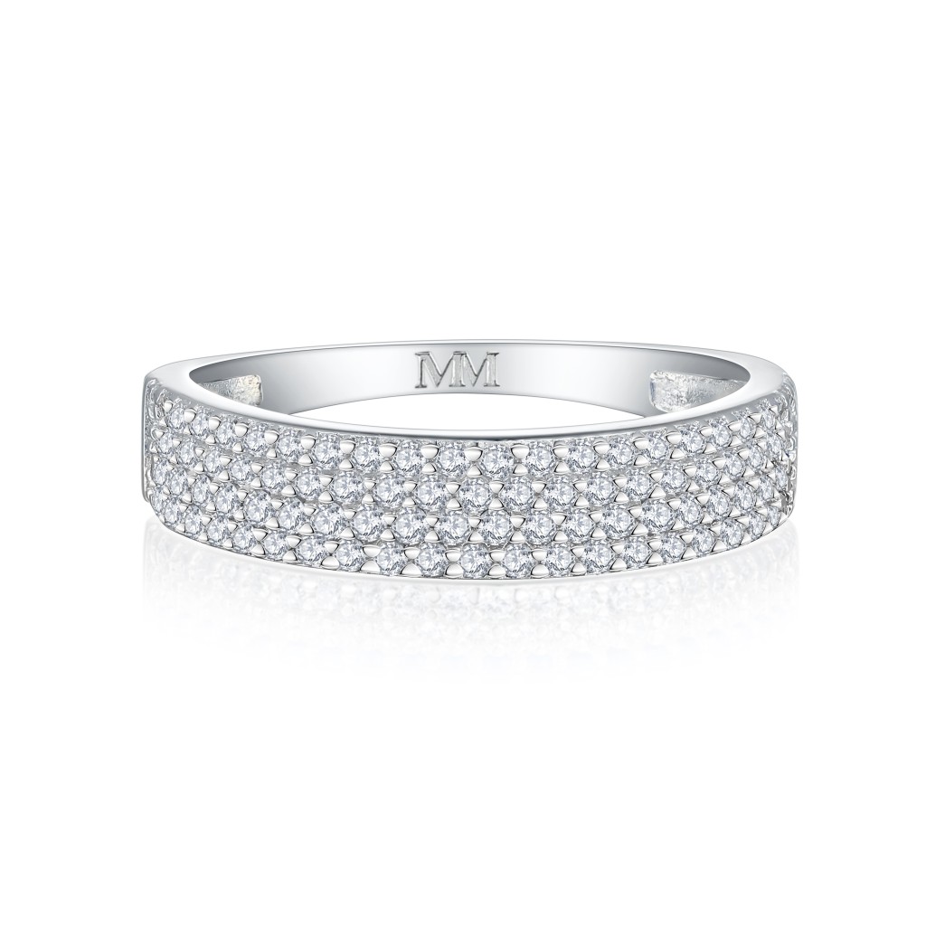 Glissade - Moissanite Ring Met Pavé Zetting En Taps Toelopende Band