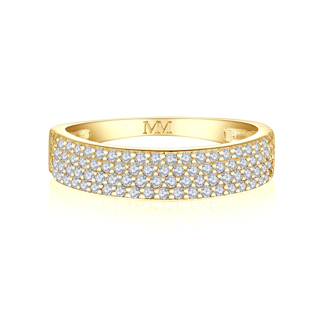 Glissade - Moissanite Ring Met Pavé Zetting En Taps Toelopende Band