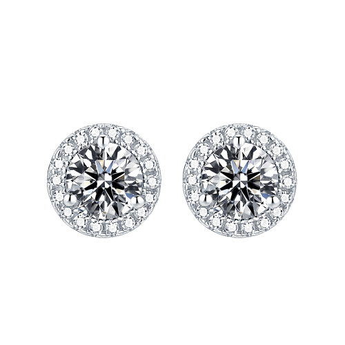 Orbis - Moissanite Oorknopjes in Halo Zetting