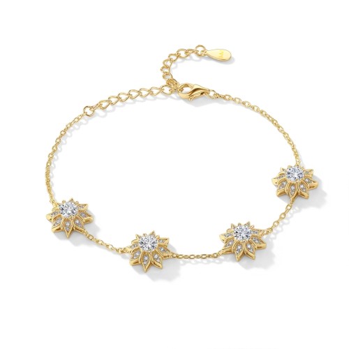 Stellara - florale moissanite armband met verstelbare ketting