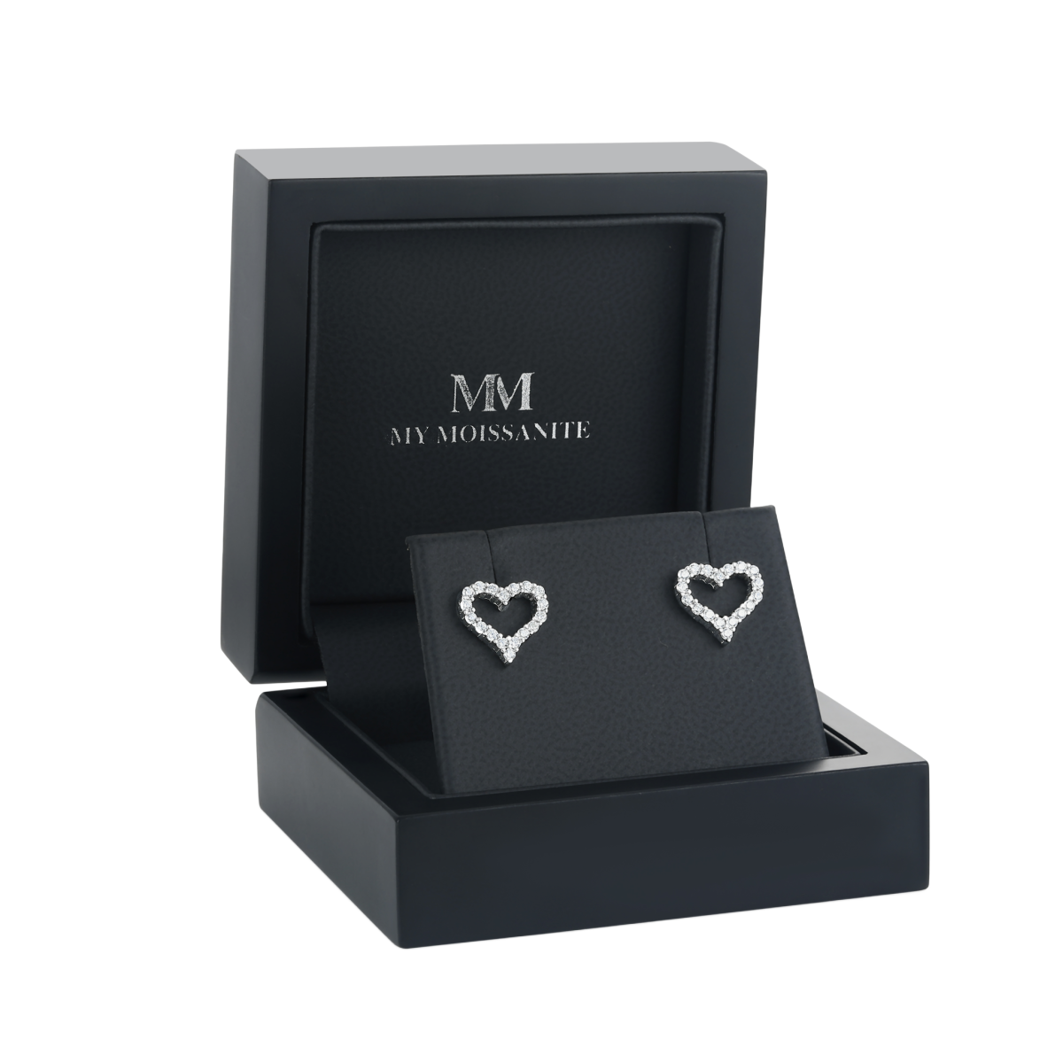 Corazon - Moissanite oorbellen in hartvormige pavé zetting
