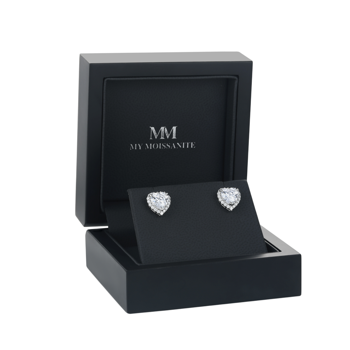 Belleza - Hart Moissanite Oorbellen in Halo Zetting