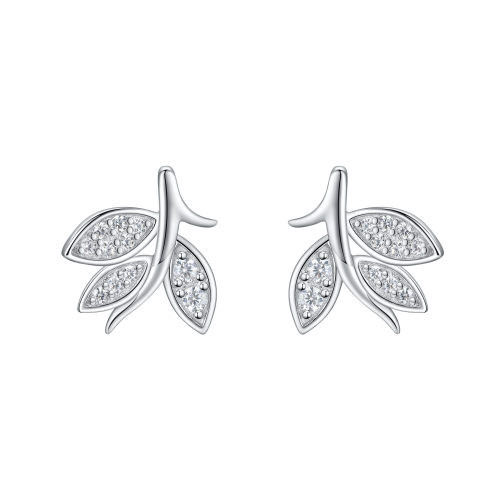 Pavé Leaves - Moissanite Oorknopjes