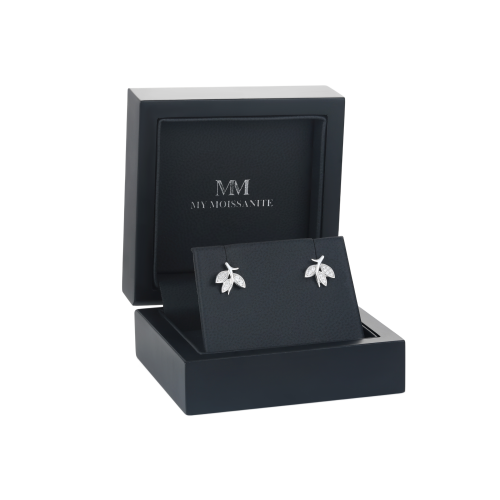 Pavé Leaves - Moissanite Oorknopjes