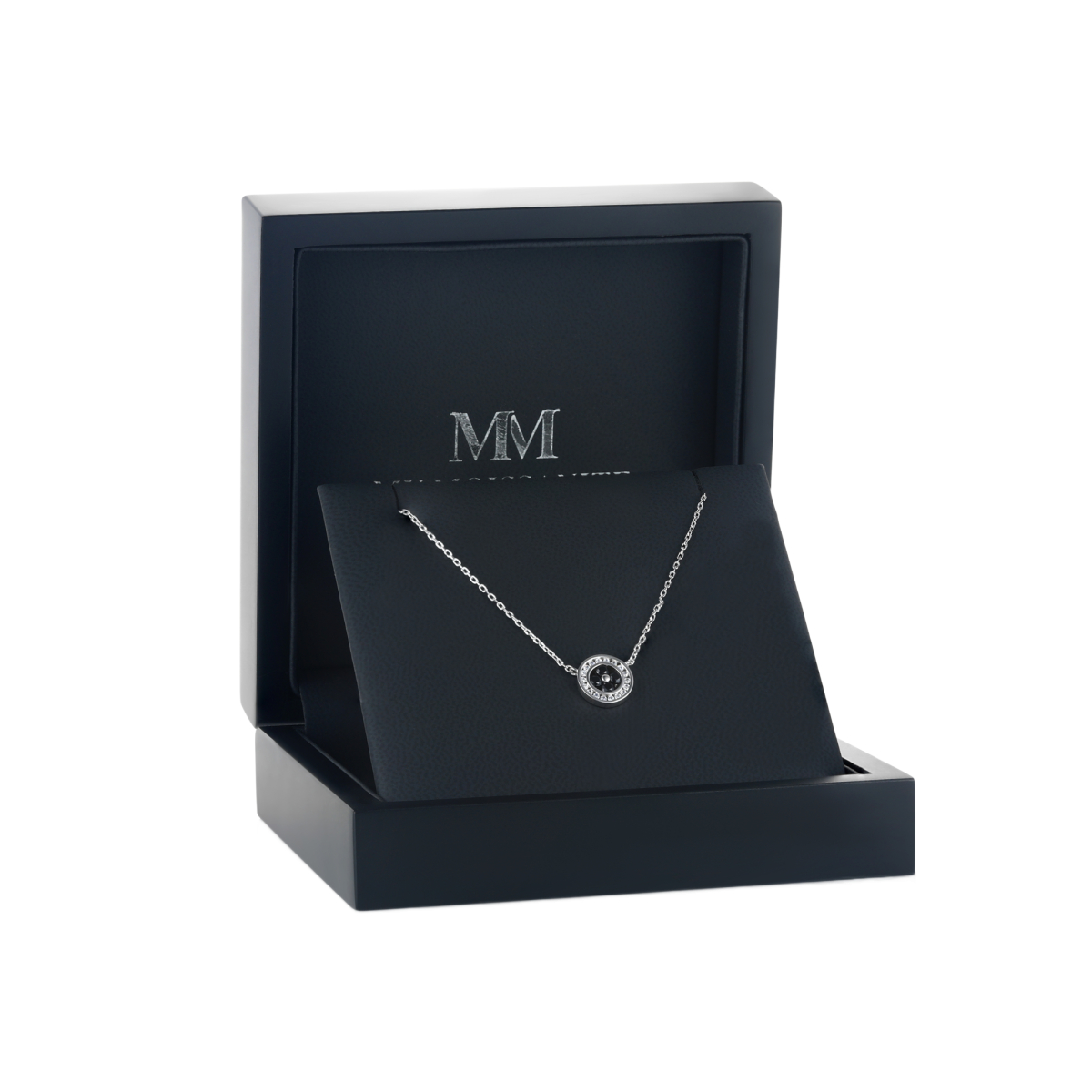 Nightfall - Zwarte Moissanite Halo Hanger met Geaccentueerde Rand