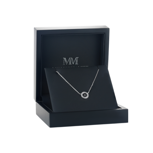 Nightfall - Zwarte Moissanite Halo Hanger met Geaccentueerde Rand