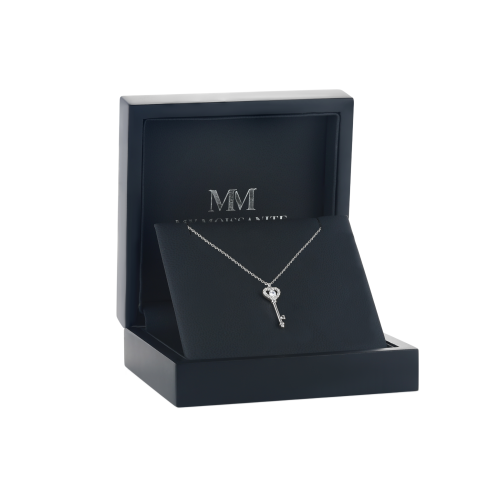 Amore - Hart Sleutel Moissanite Hanger met Pave Zetting