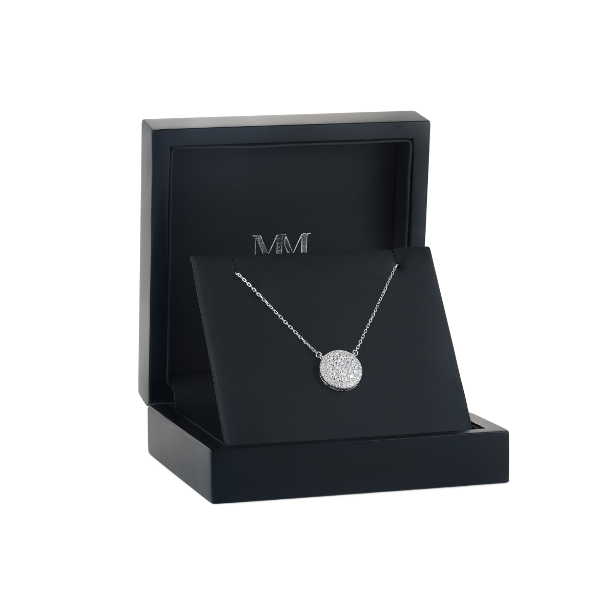 Brillante - Ronde Moissanite Cluster Hanger met Pavé Halo