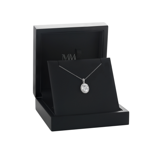 Clarique - Klassieke Ovaalvormige Moissanite Hanger met Pavé Halo