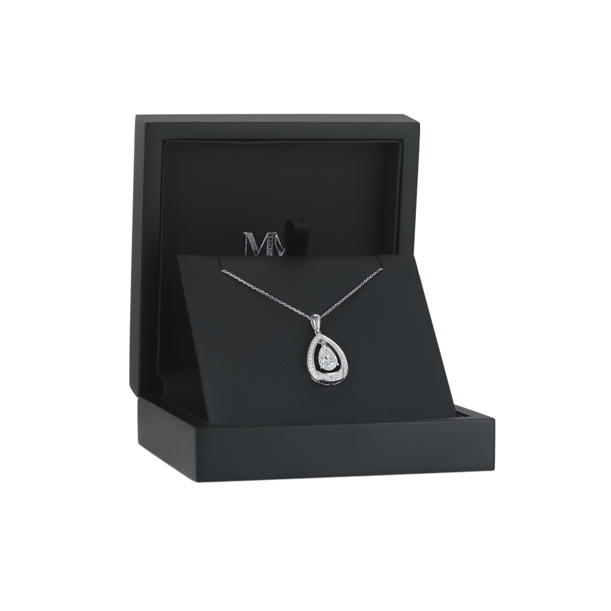 Pendula - Teardrop Moissanite Hanger met Dubbele Halo Elegantie