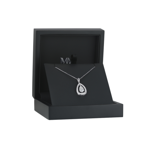 Pendula - Teardrop Moissanite Hanger met Dubbele Halo Elegantie