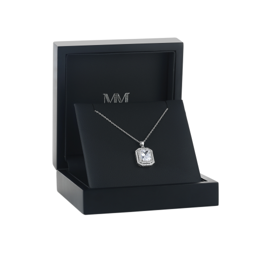 Cristallo - Radiant Geslepen Dubbele Halo Moissanite Hanger Ketting